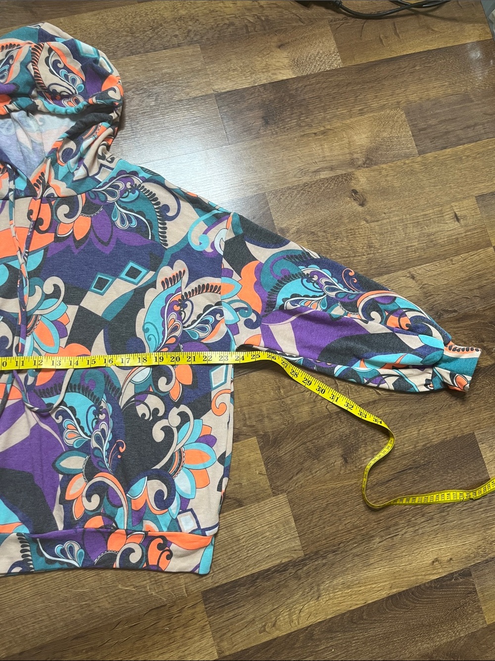 Psychedelic Groovy Dear Scarlett Multicolor Paisley Hoodie Size Medium - Picture 4 of 7